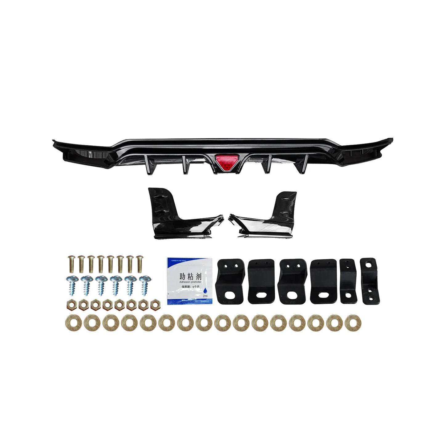 SWA 2022-2025 11th Gen Honda Civic Hatchback Rear Diffuser Gloss Black with 3rd Break Lights and Side Spats