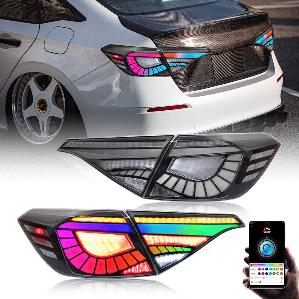 SWA 2022-2025 11th Gen Honda Civic V1 Demon Eye Sequential Tail Lights Assembly (RGB Version) With APP Control