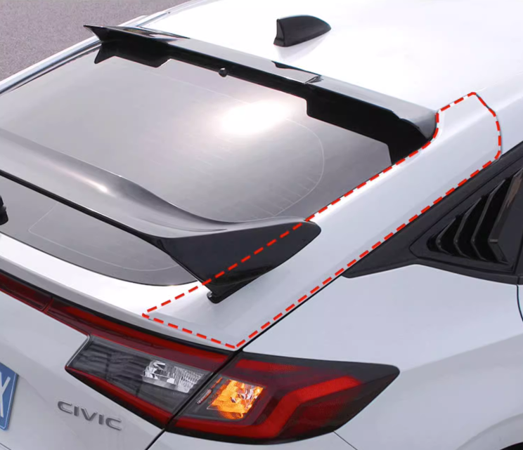 SWA 2022-2025 11th Gen Civic Hatchback Gloss Black TypeR Style Wing with Painted Panel Bases (no drilling needed)