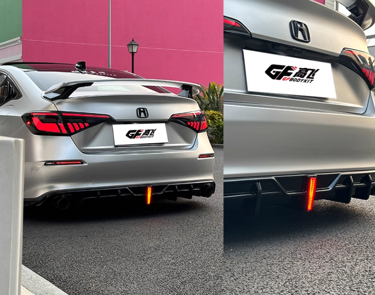 2022-2025 11th Gen Civic Gloss Black Diffuser with 3rd Brake Light For Sedan  BY GF Body Kit