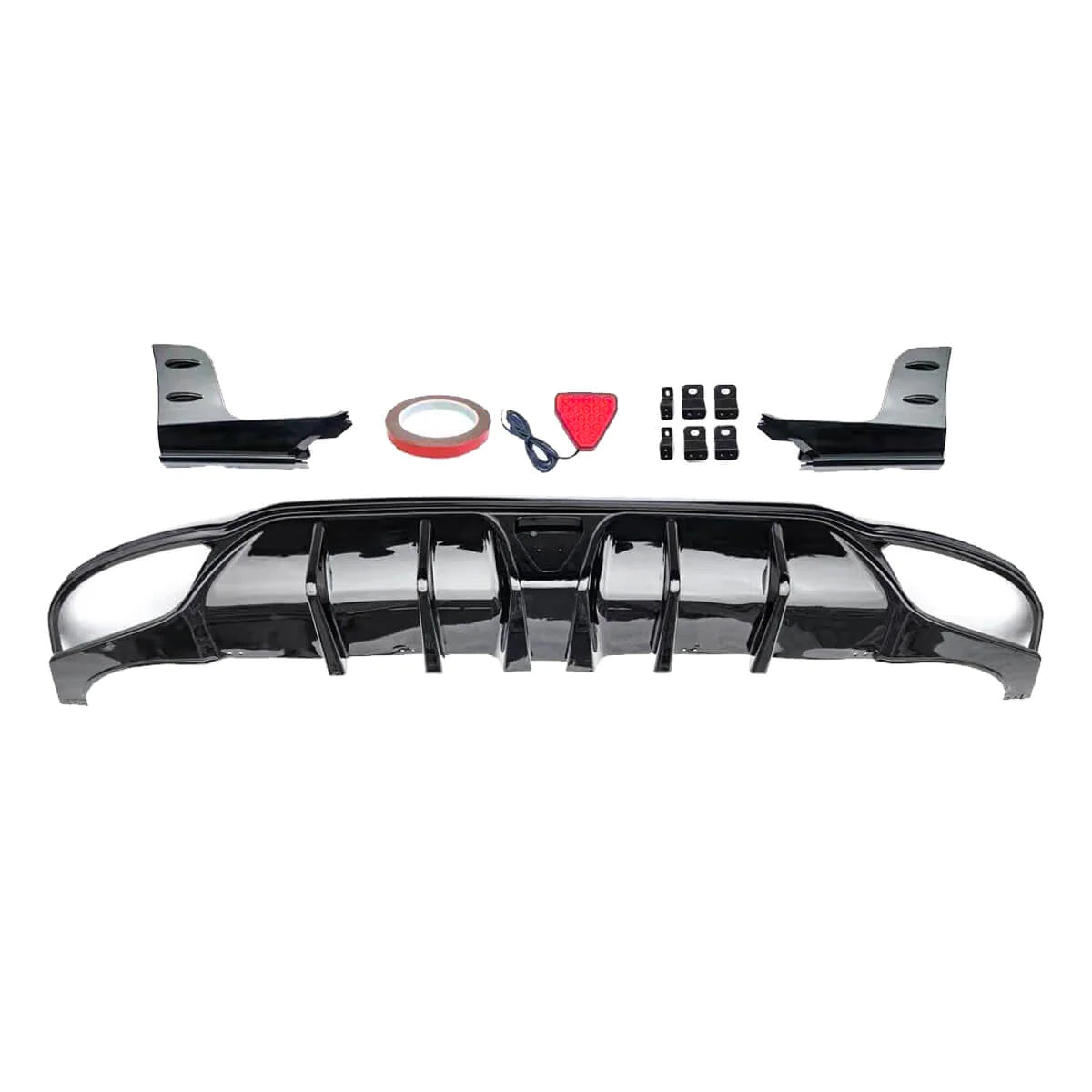 SWA 2022-2025 11th Gen Honda Civic Hatchback Rear Diffuser Gloss Black with 3rd Break Lights and Side Spats