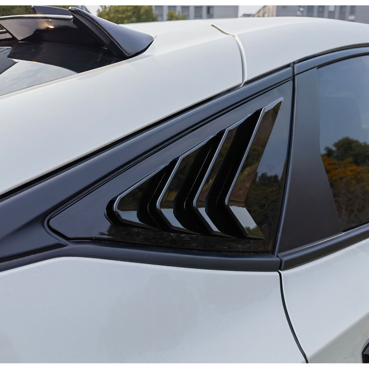 SWA 2022-2025 11th Gen Honda Civic Hatchback Gloss Black  Rear Side Window Louvers Racing Style Triangular Window Glass Blinds