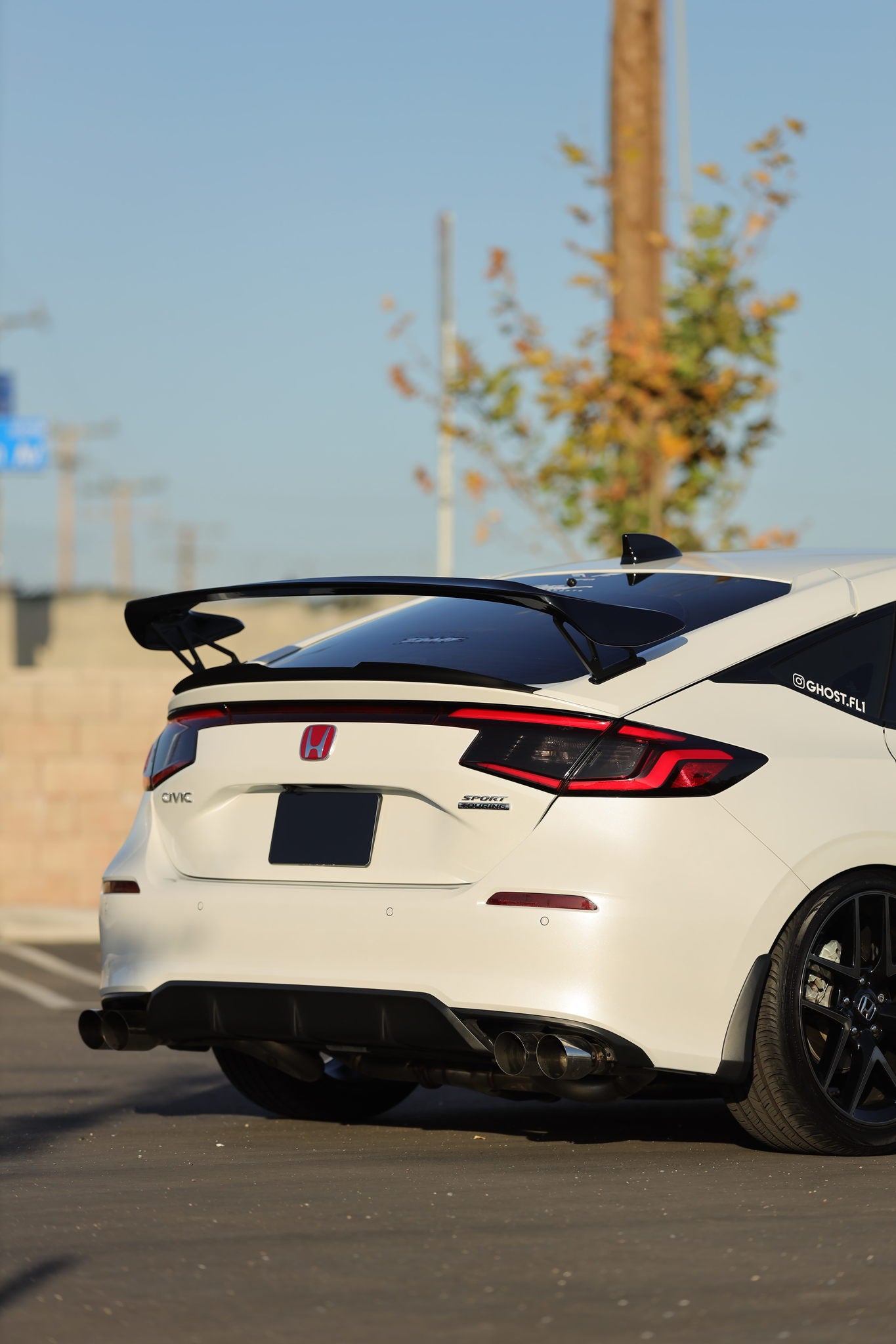 SWA 2022-2025 11th Gen Civic Hatchback Gloss Black TypeR Style Wing with Painted Panel Bases (no drilling needed)