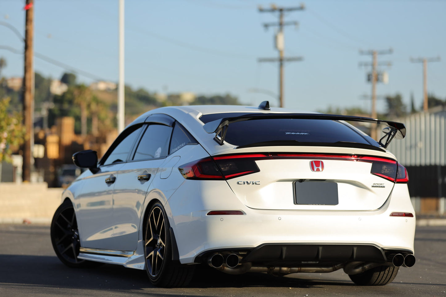 SWA 2022-2025 11th Gen Civic Hatchback Gloss Black TypeR Style Wing with Painted Panel Bases (no drilling needed)