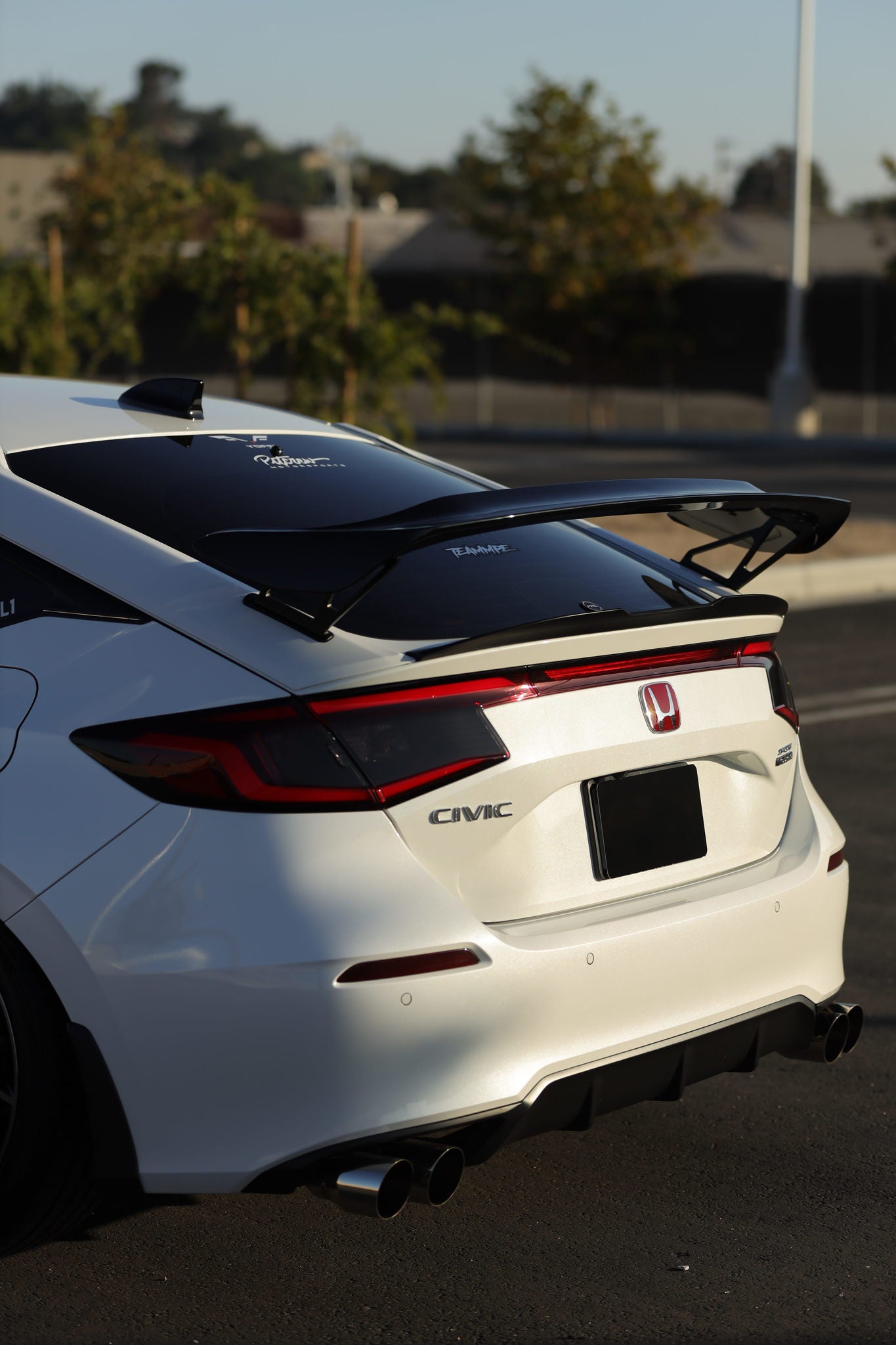 SWA 2022-2025 11th Gen Civic Hatchback Gloss Black TypeR Style Wing with Painted Panel Bases (no drilling needed)