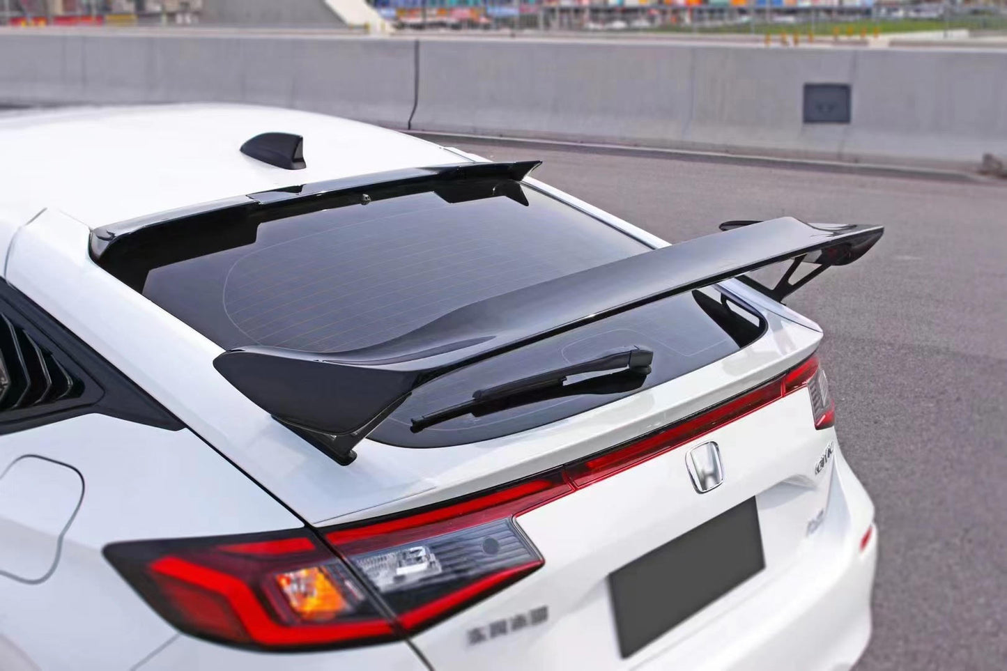 SWA 2022-2025 11th Gen Civic Hatchback Gloss Black TypeR Style Wing with Painted Panel Bases (no drilling needed)