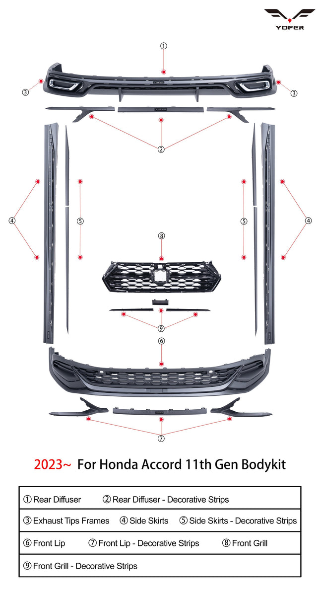 AM-Auto Chrome Front Upper Grille Moulding For Honda Accord Sedan (2011-2012)
