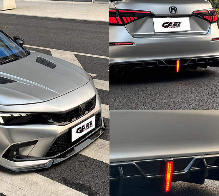 2022-2025 11th Gen Civic Gloss Black Diffuser with 3rd Brake Light For Sedan  BY GF Body Kit