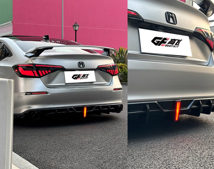 2022-2024 11th Gen Civic Gloss Black Diffuser with 3rd Brake Light For Sedan  BY GF Body Kit