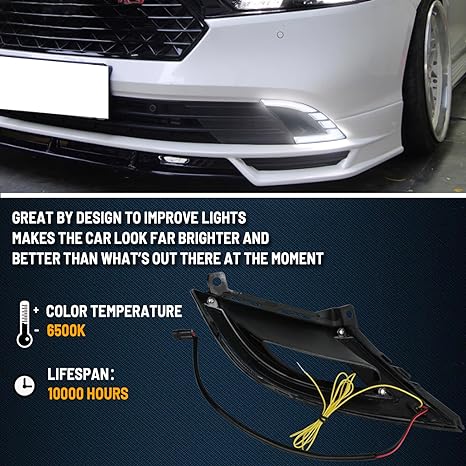 SWA 2023-2025 11th Gen Honda Accord  LED Front Bumper Fog Daytime Running Lamp Flash LED Turn Signal Feature