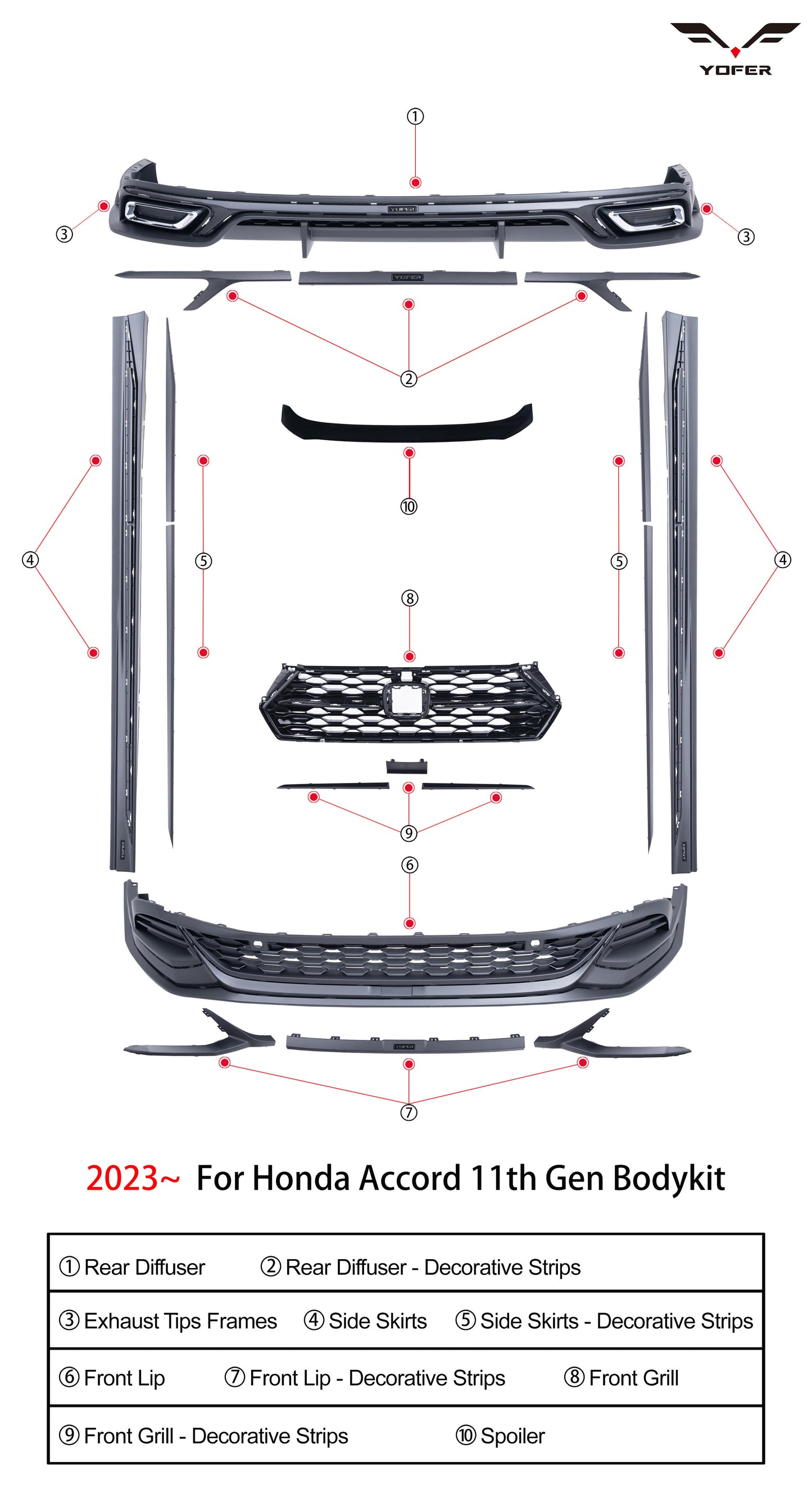 
                  
                    SWA 2023-2025 11th Gen Honda Accord Full Yofer Night Shadow Body kit By YOFER DESIGN
                  
                