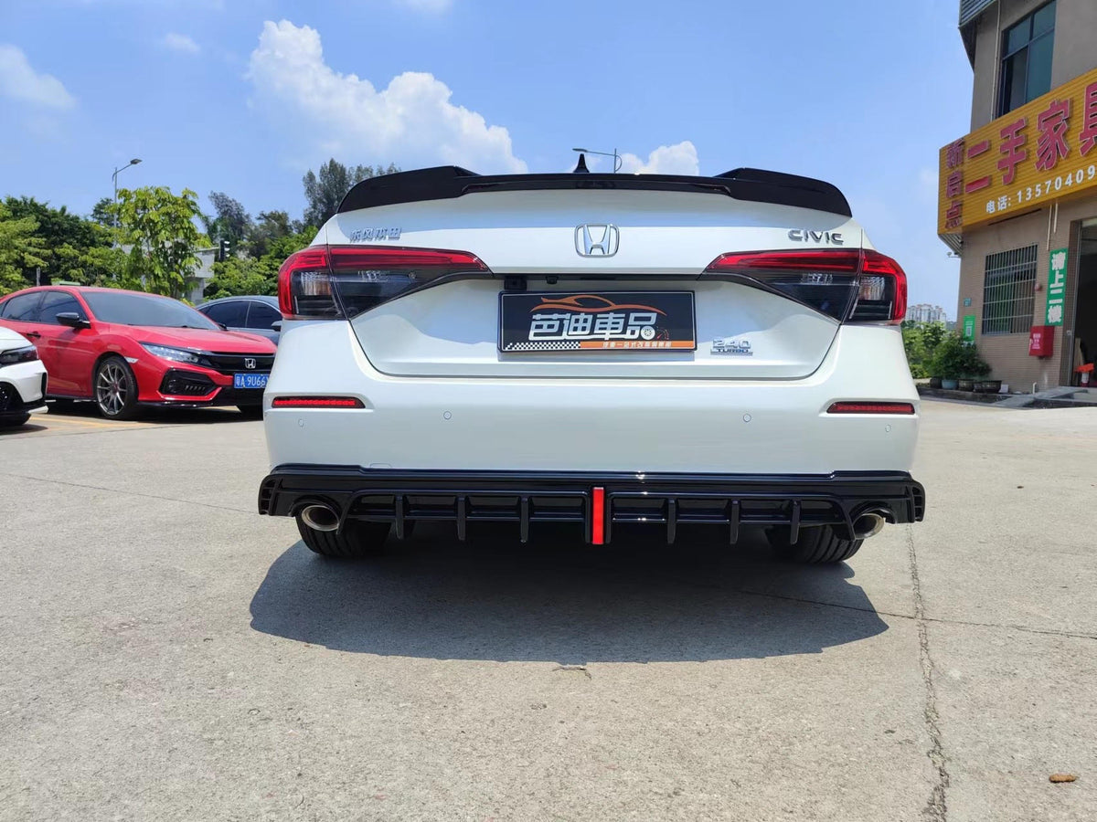 SWA 2022-2024 11th Gen Civic AK GLOSS BLACK Rear Diffuser with 3rd Bra ...
