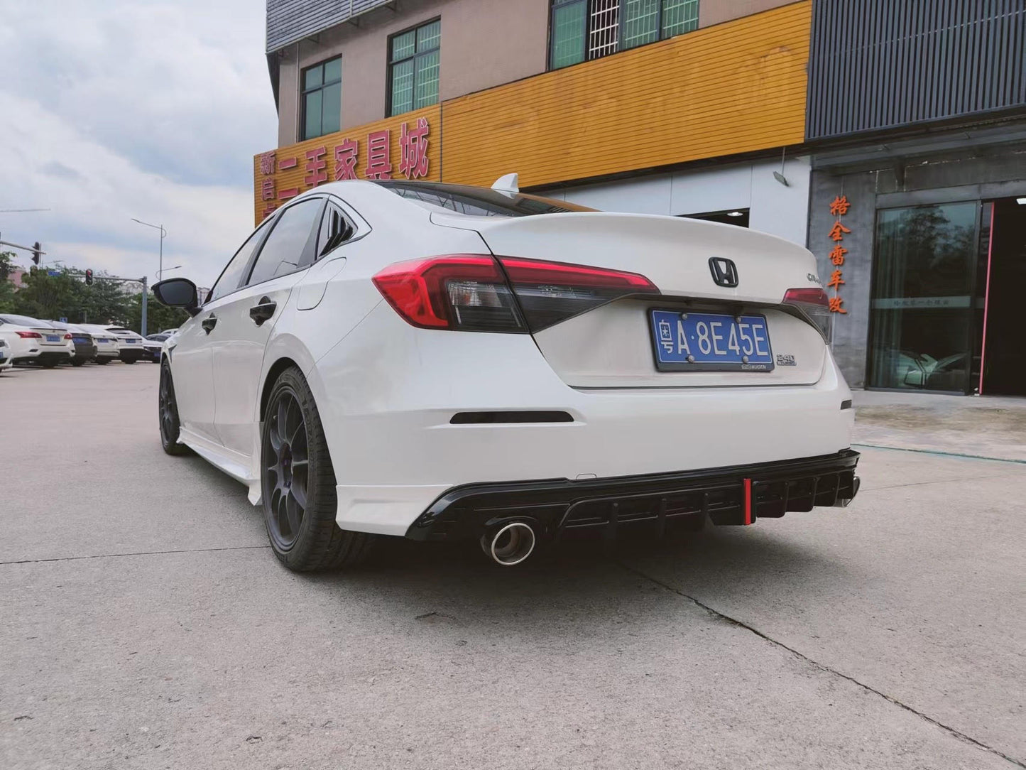 SWA 2022-2024 11th Gen Civic AK GLOSS BLACK Rear Diffuser with 3rd Bra ...